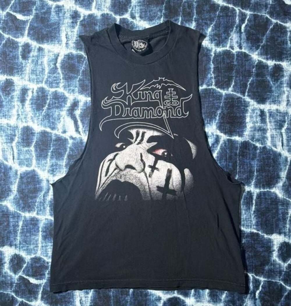 Vintage King Diamond Sleeveless Band T-Shirt Graphic Print